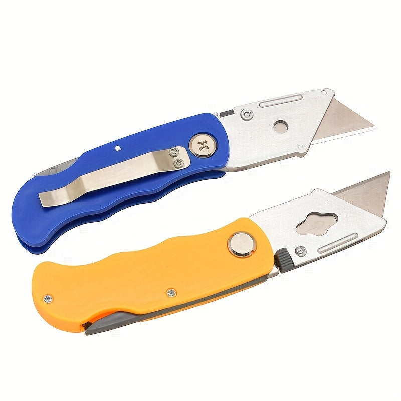 1/2/3pcs Multifunction Folding Knife, Portable Pocket Knife, Electrician Utility Knife With 10pcs Blades Paper Cutter DIY Hand Tools, Stainl