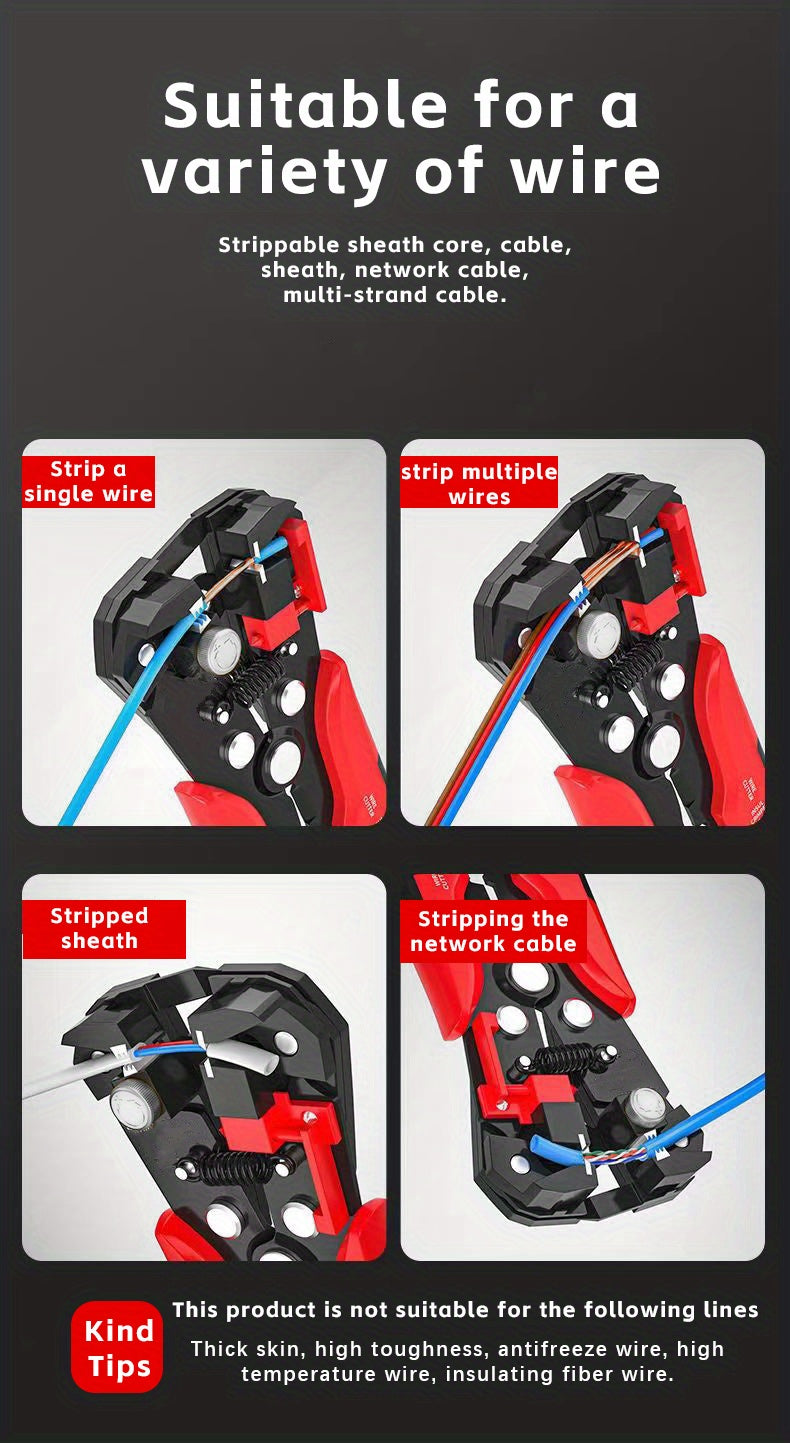 1pc Automatic Wire Stripper: Multifunctional Cable Cutter & Pliers For Electrical Wire Stripping, Cutting & Crimping