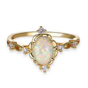 White Opal Oval Stone Engagement Rings Lovely Women's Rings Charming Women's Wedding Rings