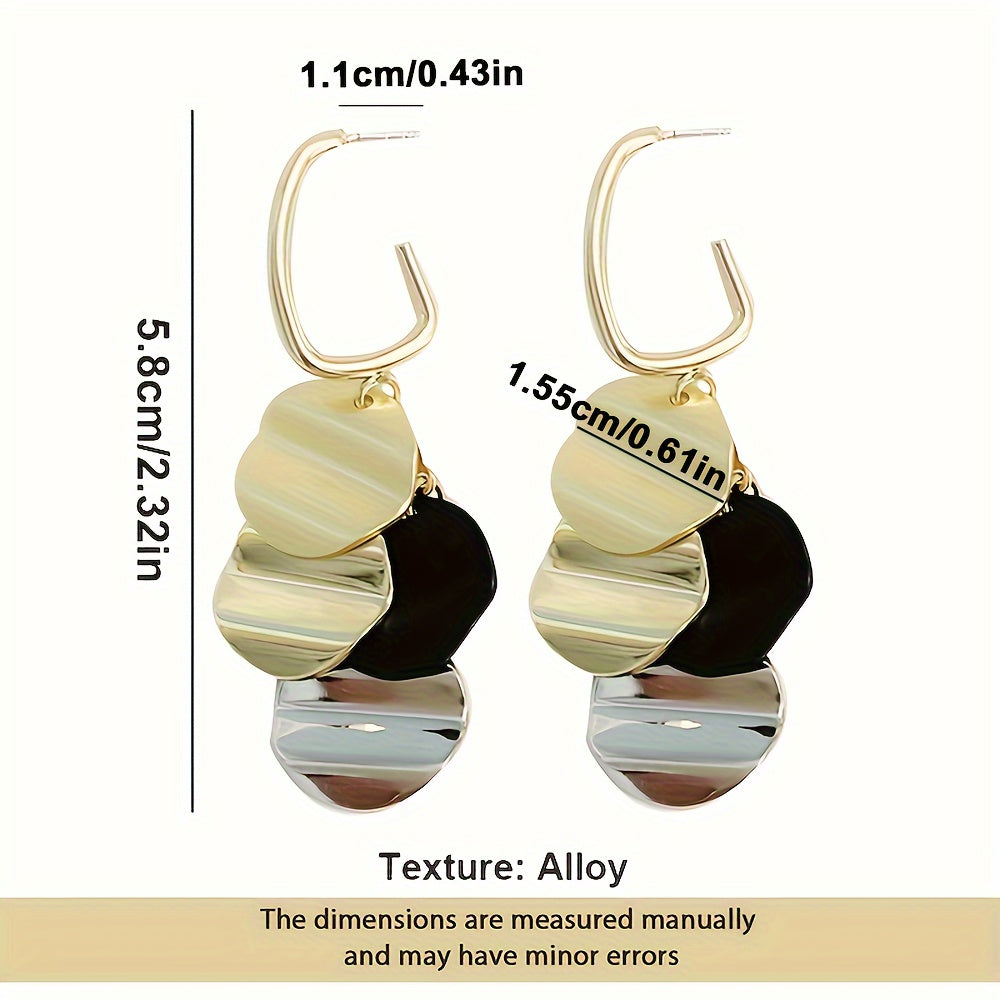 Glossy Sheets Decor Dangle Earrings Retro Elegant Style Alloy Jewelry Delicate Gift For Women Girls Daily Casual