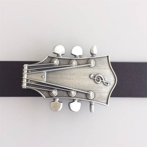 Western Men Zinc alloy Leather Belt Buckle Silver Guitar Music shape Pattern US Local Shipping