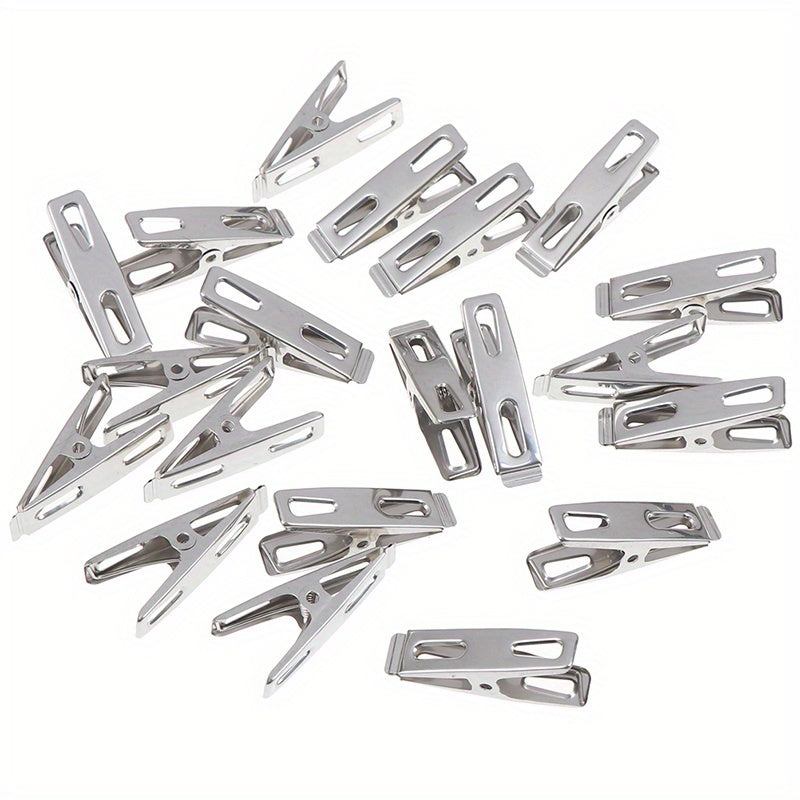 20pcs Stainless Steel Clothespins, Binder Clips, Heavy Duty Clothes Pins, Metal Clip Set, Metal Clothes Clips For Clothes Sock Food Sealing