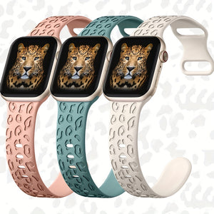 1 PACK Leopard Engraved Band Compatible For IWatch Band 45mm 44mm 42mm 41mm 40mm 38mm, Leopard Boho Pattern Soft Silicone Strap For IWatch S