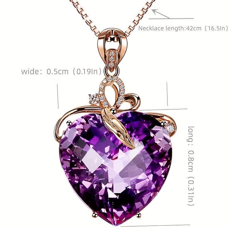 Heart Shaped Amethyst Pendant Necklace Plated With 18k Gold Colored Gemstone Necklace Love Amethyst Good Choice For Female Friends