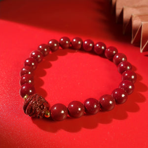 1pc Cinnabar Bracelet, Dragon Year Spring Festival Jewelry For Men And Women, Couple Best Gift