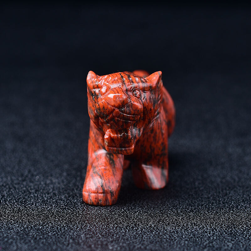 Gemstone Tiger Carving Figurine Room Decor Crystal Animal DIY Hand Made Design