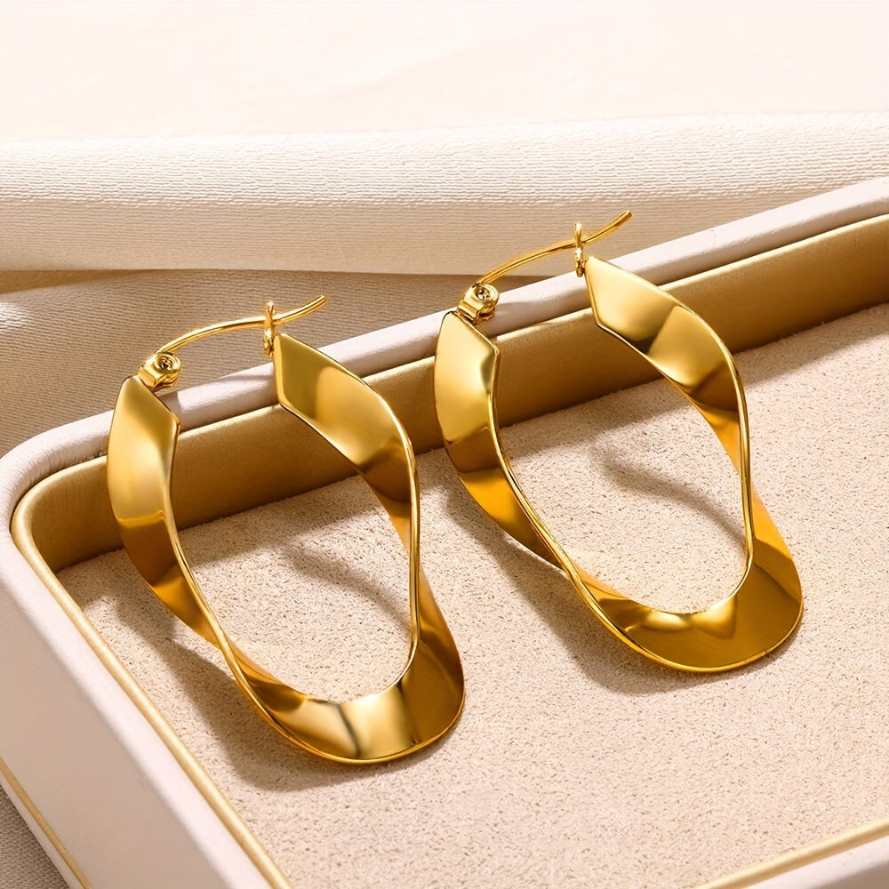 Minimalist Geometric Irregular Twist Hoop Earrings Möbius Strip Hoop Earrings 18K Gold Plated Daily Party Wearing Earrings Jewelry