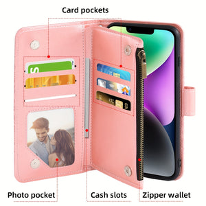 Premium Artificial Leather Credit Card Holder Phone Case For IPhone 6/7/8/SE/X/XR/XS/11/12/13/14 Pro Max 5G/7Plus/8Plus/SE2016/SE2022/Promax