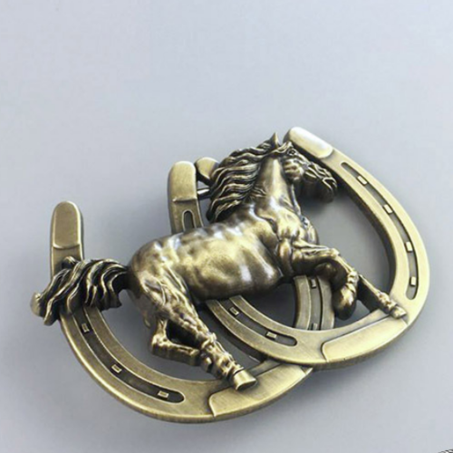 Western Men Leather Belt Buckle Antique Bronze Plated Horse Horseshoe Pattern US Local Shipping