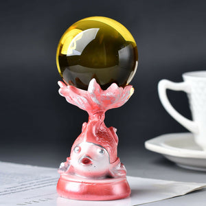 "Fortune Holder" Multi-color Goldfish Crystal Ball Holder Home Decoration