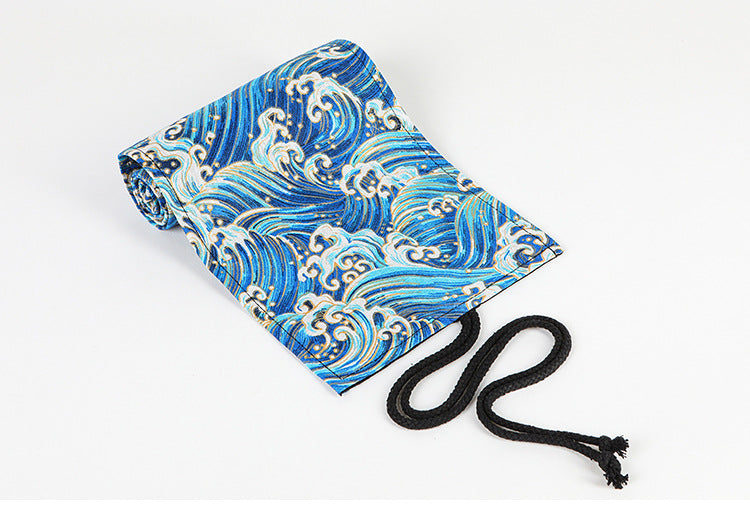 Japanese-Style Cotton & Linen Pencil Bag: 12-72 Holes, Large Capacity, Perfect for Color Pencil Sketching!