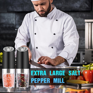 Electric Salt & Pepper Grinder Set with LED Lighting – Adjustable, One-Hand Operation, Modern Design, Ideal for Gifting (1/2pcs, AAA Battery