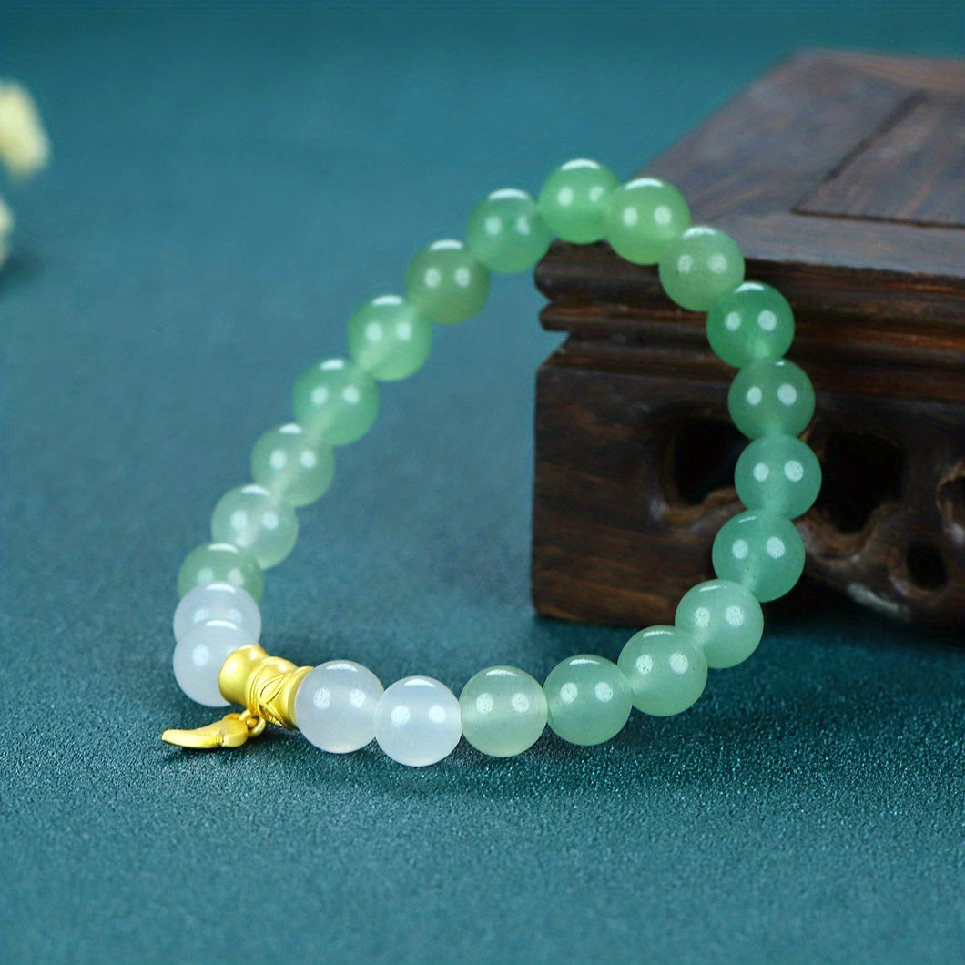 Trendy Classic Natural Jade Round Beads Decorative Bracelet For Men, Holiday Birthday Gift For Boyfriends / Girlfriends