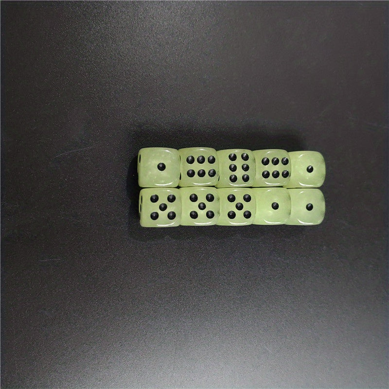 10pcs/set Glow in the Dark Dice Set - Perfect for Nightclubs, Bars, KTVs, and Entertainment - 14mm Rounded Black Dot Dice