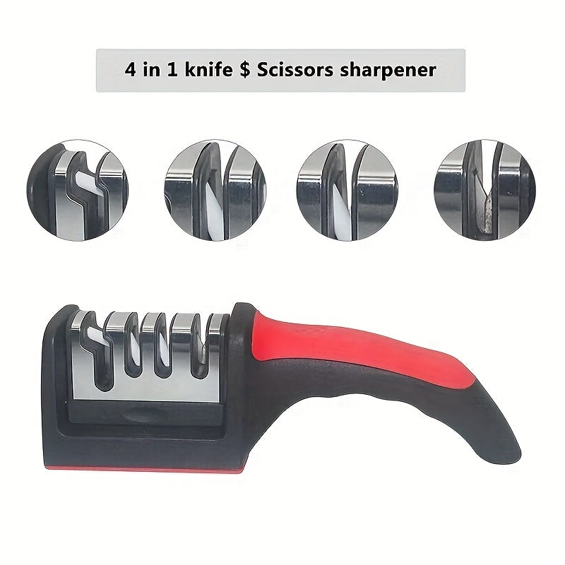 4-Stage Professional Knife Sharpener – Diamond/Ceramic Rods, Safe Design, Restores Blades Quickly