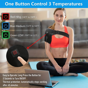 Adjustable Electric Heating Vibration Shoulder Massager for Men and Women - Relieve Pain and Promote Circulation with Heated Pads