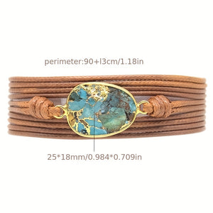 1pc Creative Ethnic Boho Lake Blue Turquoise Accessories Bracelet Wire Woven Men's And Women's Hand String Multi-layer Holiday Gift Y2k