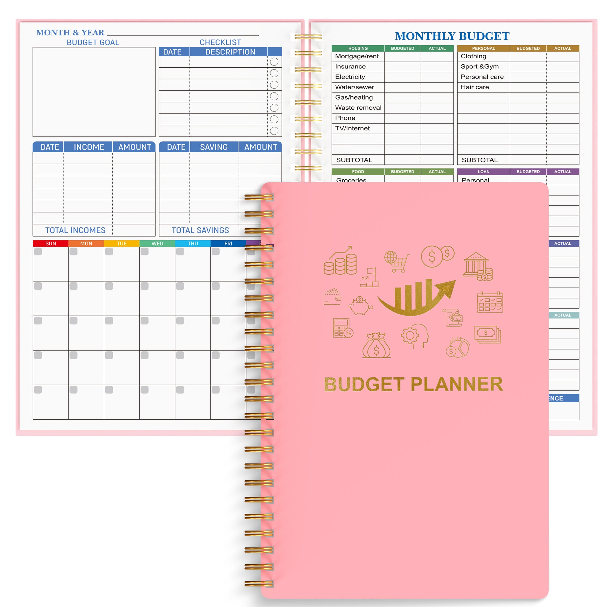 Effortless Finance Management: A5 Budget Planner, 100gsm - Undated for Long-Term Financial Freedom & Goal Tracking