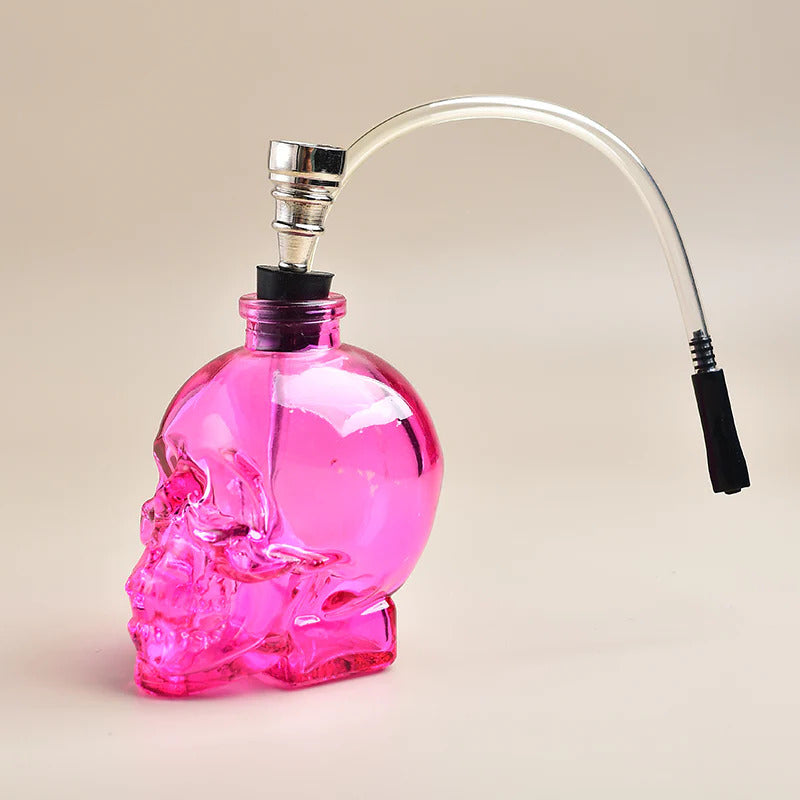 3.5'' Portable Pink SKULL Water Pipe Glass Hookah Smoking Shisha Skeleton Glass Bottle Accessories Men Gift