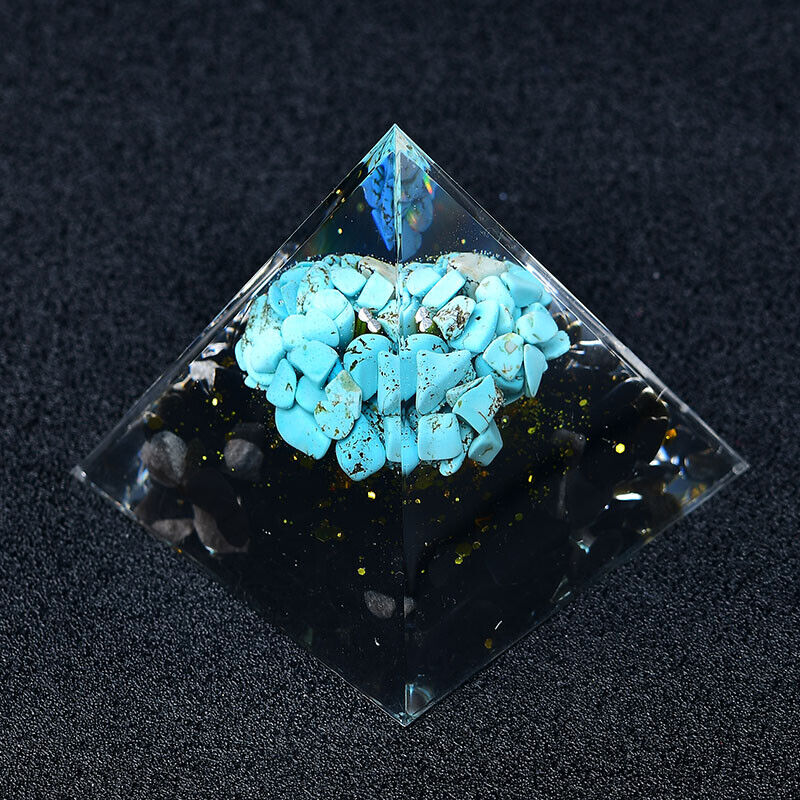 Obsidian with Blue Howlite Healing Orgone Pyramid EMF Protection Meditation Gift