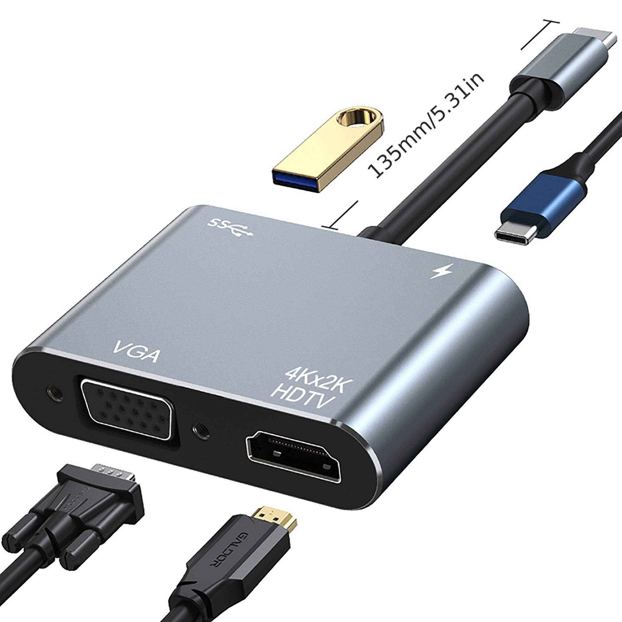 3 In 1 Type C To 4K HDMI-compatible USB 3.1 Charging Adapter USB C Hub USB 3.1 Dock Station Splitter For Laptop Macbook Air Pro.