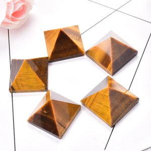 Natural Tigers Eye Pyramid Gemstone Reiki Chakra Crystal Point Healing Stone Handmade Polished Ornaments Ore Mineral Tower