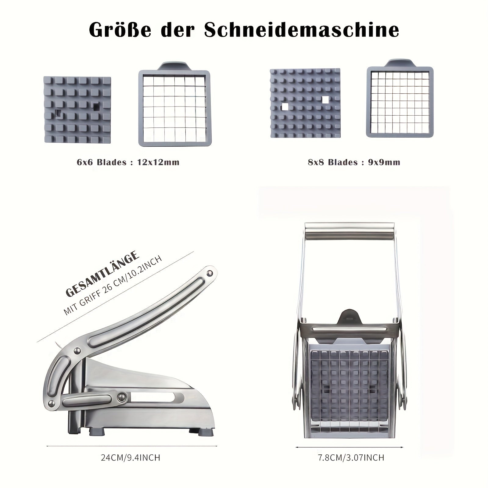 Heavy Duty Stainless Steel Cutter: Quick, Safe Slicing for Fruits, Vegetables, Perfect French Fries - Kitchen Must-Have