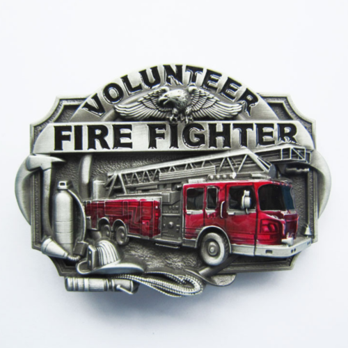 Western Zinc alloy Leather Belt Buckle Volunteer Firefighter Fire Shape Pattern US Local Shipping