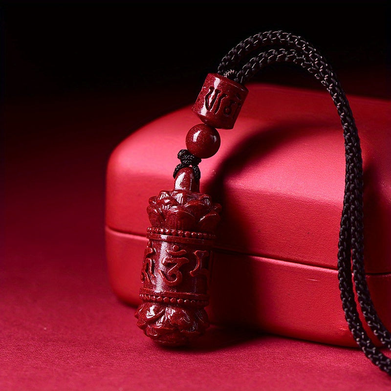 1pc Cinnabar Pendant Lotus Necklace, Men's And Women's Buddha Pendant Necklace