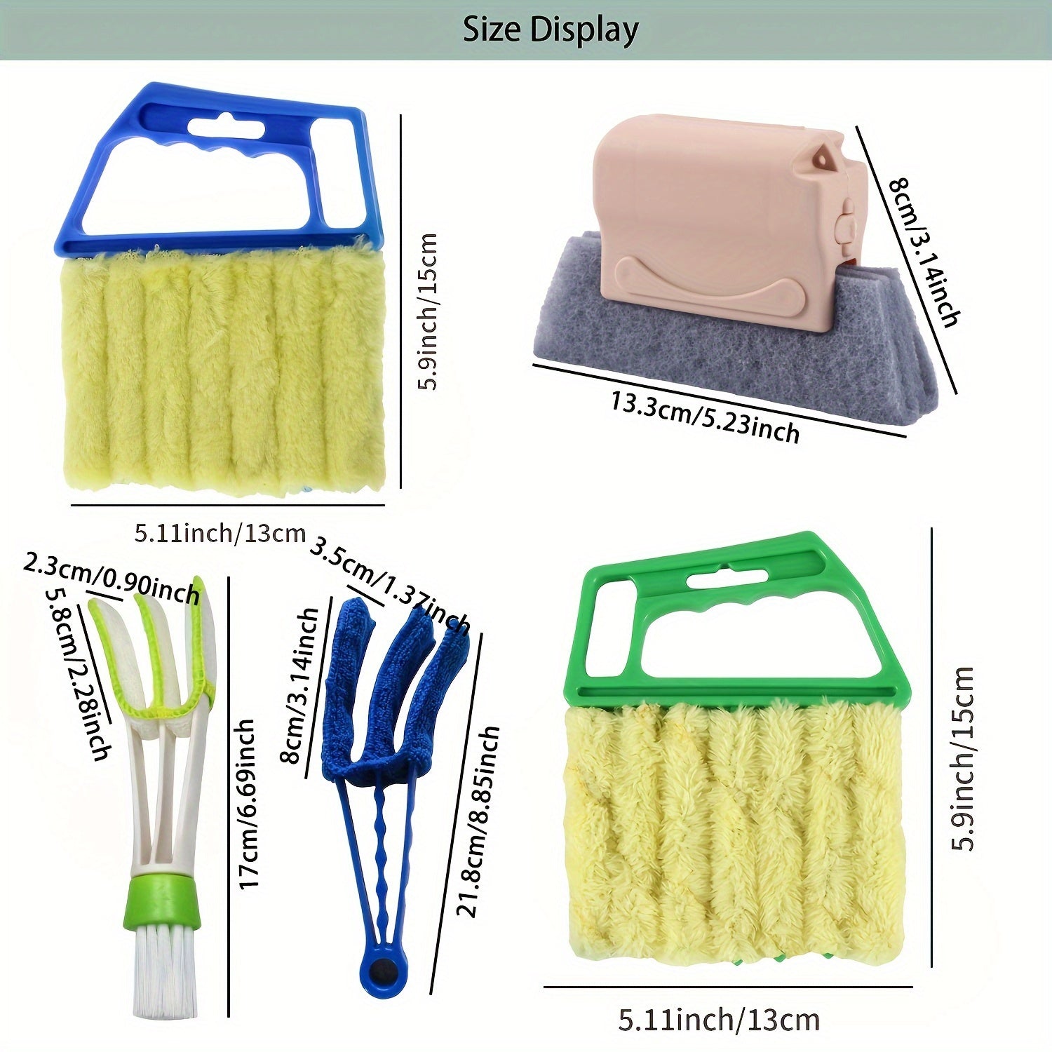 1pc/2pcs Blinds Cleaning Brush,Handheld Mini Curtain Brush Dust Remover With 7 Removable Microfiber Sleeves For Air Conditioning Home Gadget