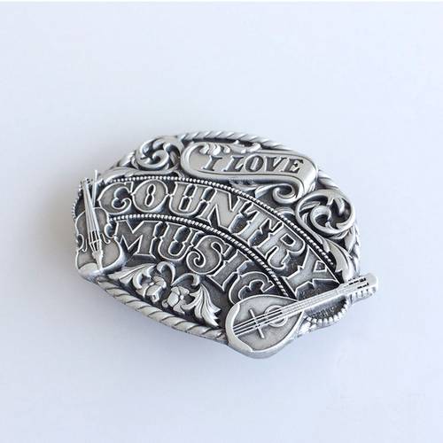 Western Men Zinc alloy Leather Belt Buckle Silver Country Music Shape Pattern US Local Shipping