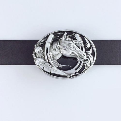 Western Men Zinc alloy Leather Belt Buckle Enamel Horse Horseshoe Oval Pattern US Local Shipping