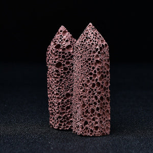 Brown Lava Stone Crystal Point Hand Carved Gemstone Tower For Collection