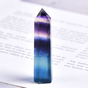 Natural Crystal Colored fluorite Point Healing Stone Hexagonal Prisms 40-80mm Obelisk Wand Treatment Stone DIY Gift 1PC