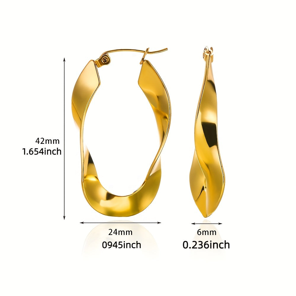 Minimalist Geometric Irregular Twist Hoop Earrings Möbius Strip Hoop Earrings 18K Gold Plated Daily Party Wearing Earrings Jewelry