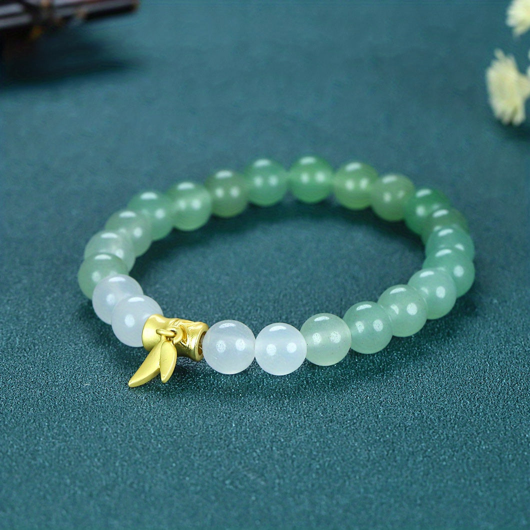 Trendy Classic Natural Jade Round Beads Decorative Bracelet For Men, Holiday Birthday Gift For Boyfriends / Girlfriends