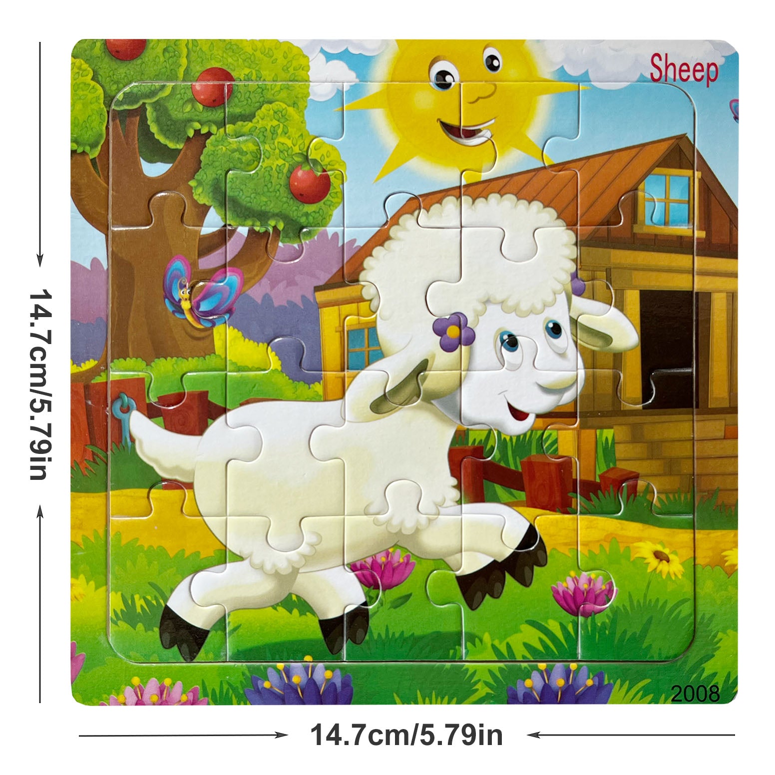 5.79in/14.7cm 20pcs/pack Wooden Puzzle Cartoon Animals Car Letter Number Pattern Jigsaw Puzzles Game, Kids Educational Learning Toys For Chi