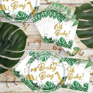 120PCS Safari Jungle Animals Paper Plates Serves 24 Guests Party Supplies Set US Local Shipping