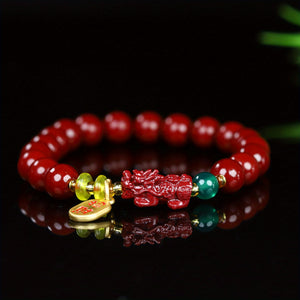 Natural Ore High-quality Cinnabar Bracelet Pixiu Beaded Bracelet Ethnic Style Bracelet Good Luck Bracelet