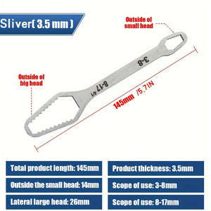 1pc 3.5mm Thickness 8-22mm Universal Torx Wrench Self-tightening Adjustable Glasses Wrench Board Double-head Torx Spanner Hand Tools For Fac