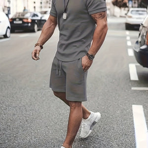 Men's Summer 2-Piece Set - Breathable Muscle Tee & Shorts - Versatile Beach/Sports/Loungewear