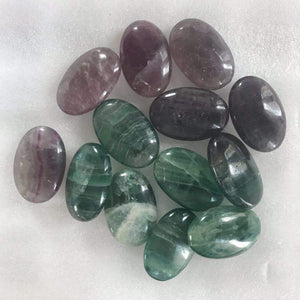 Natural Fluorite Palm Stone Crystal Healing Reiki Polished Colorful Paperweight