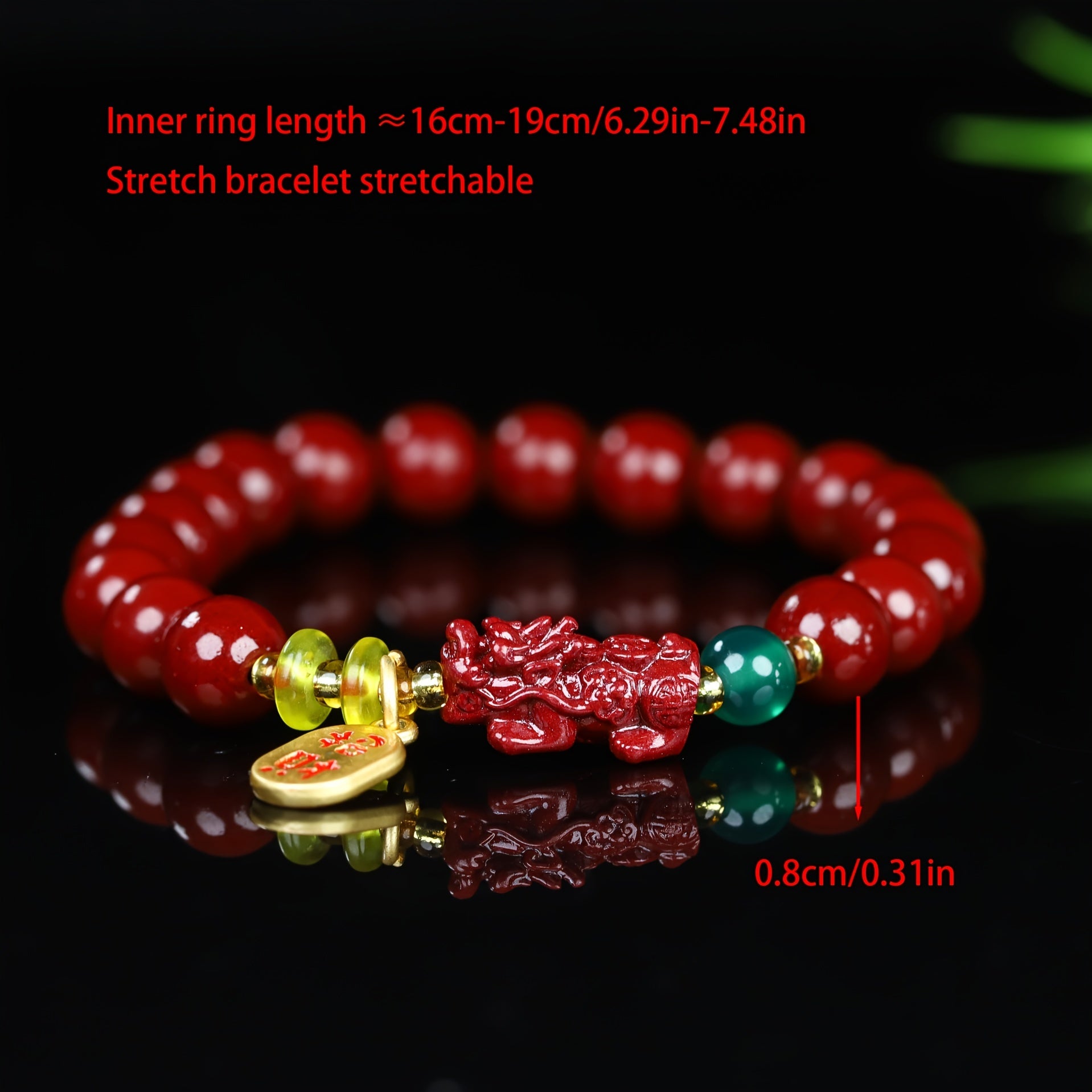 Natural Ore High-quality Cinnabar Bracelet Pixiu Beaded Bracelet Ethnic Style Bracelet Good Luck Bracelet