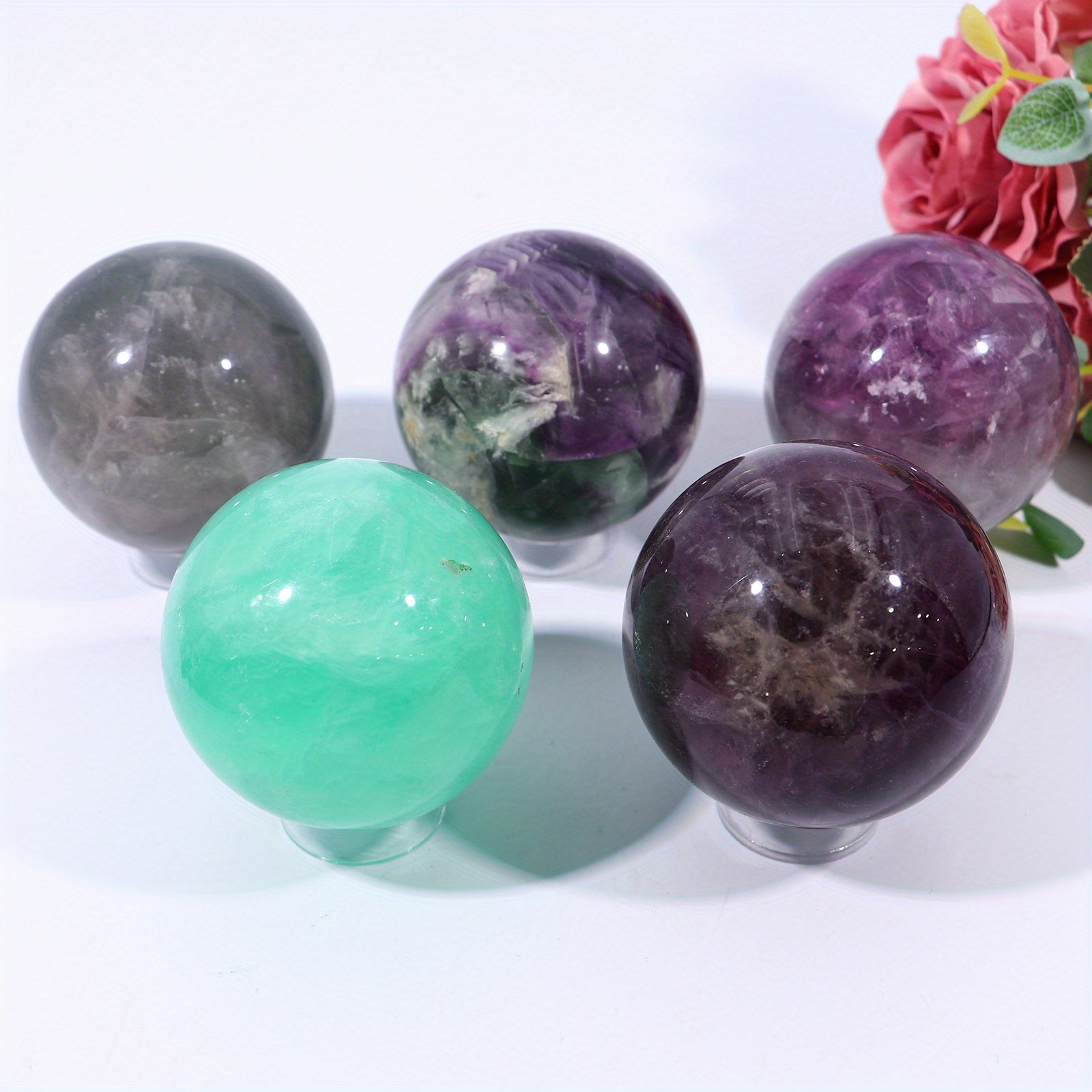 Natural Rainbow Fluorite Balls,High Quality Polished Purple Green Fluorite Balls,Meditation Crystal Balls,Reiki Healing,Healing Crystals,Magic Balls,Sacred Energy FOr Magicians, Home Decor Balls,Crystal Gifts