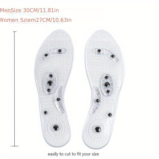 1pair/2pcs Acupressure Magnetic Massage Insoles Men Women Silicone Insole Foot Massager Shoe Pad Foot Inserts