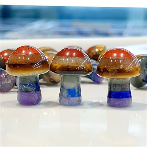 Natural Crystal Tiny Chakra Mushroom,so Cute,7Colors For Chakra,crystal Energy,crystal Healing