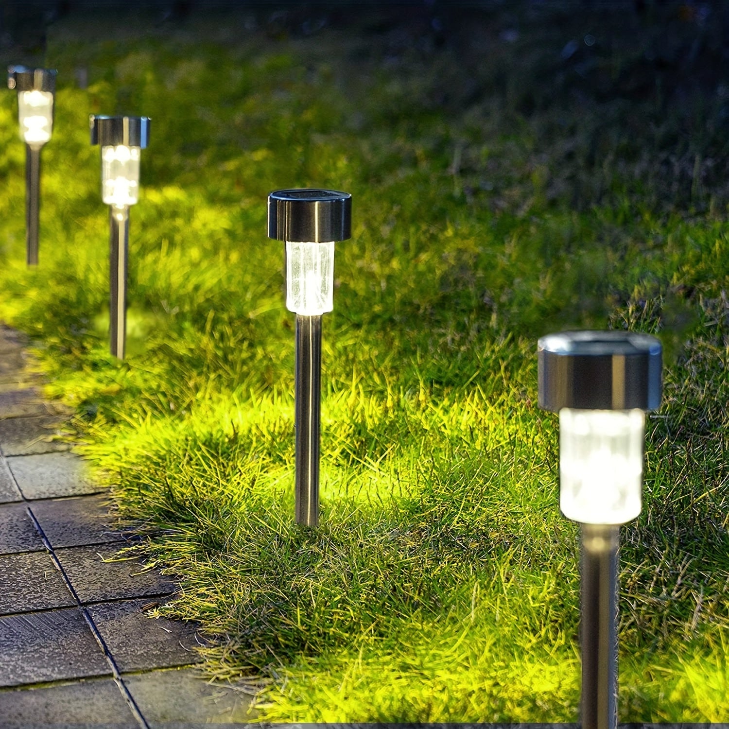 10-Pack Elegant Solar Garden Lights - Waterproof, Automatic Sensor, Easy Install - Enhance Your Pathway, Patio, Yard