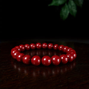 1pc Natural Raw Mineral Cinnabar Bracelet Simple Bracelet Beaded Bracelet