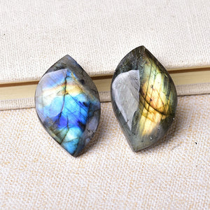 Natural Labradorite Leaf Shape Blue Purple Yellow Mineral Ornaments Energy Healing Stone DIY Jewelry Reiki Home Decoration