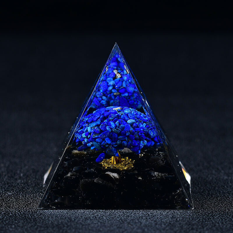 Blue Lapis Lazuli Orgone Tree of Life Pyramid Energy Generator Crystal Decor